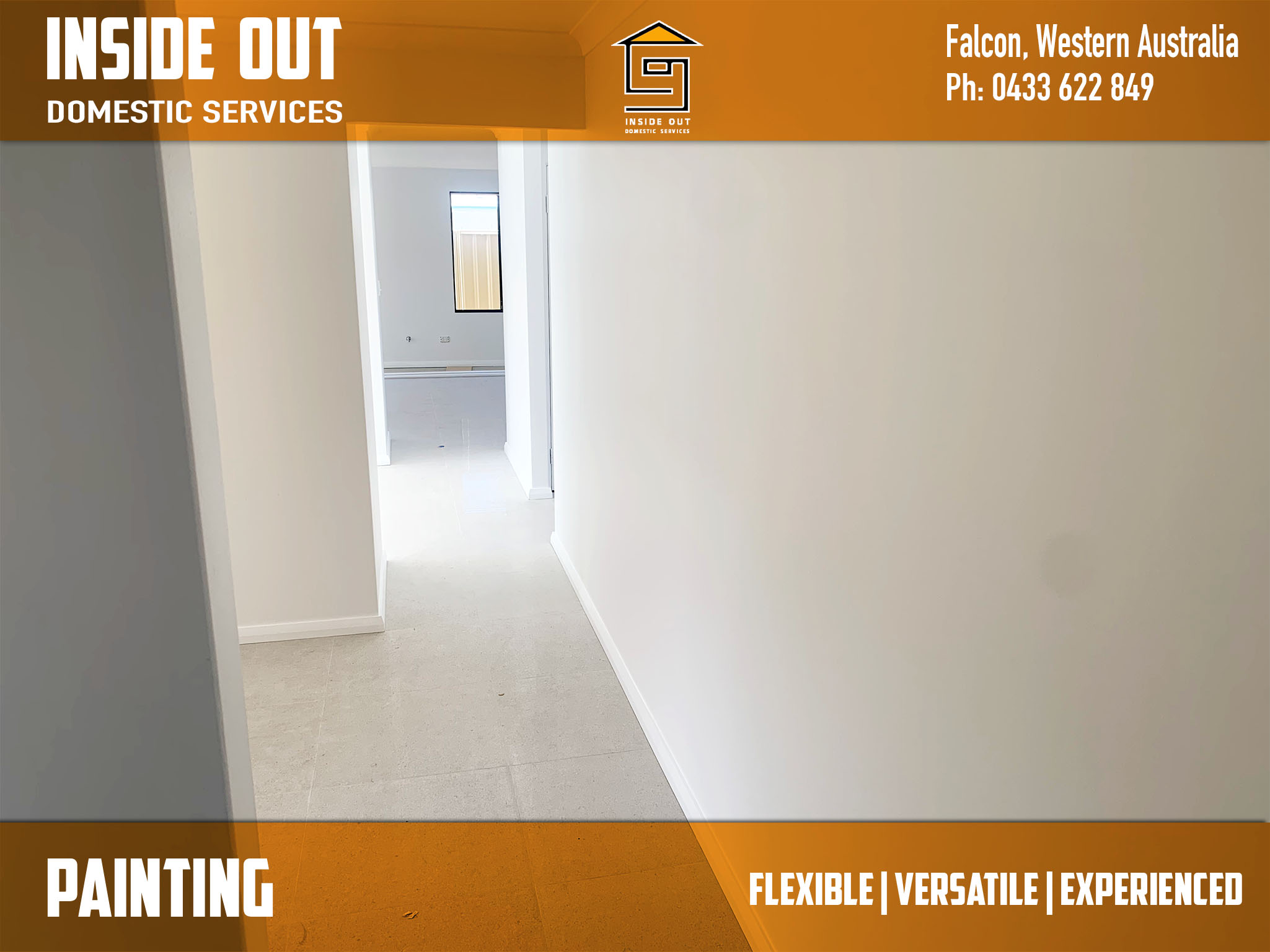 Inside Out Domestic Services, Falcon handyman paints a large house in Hamilton Hill 
